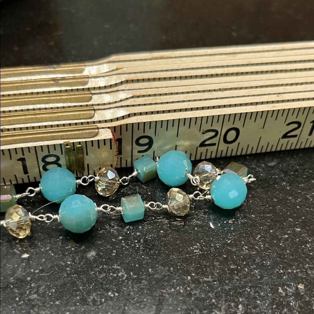 Elegant Turquoise and Gold Beaded Necklace 20”